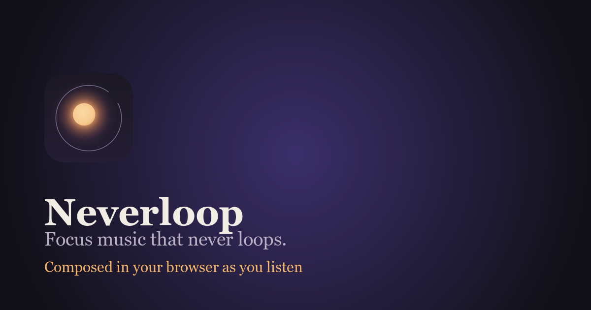 I got tired of focus playlists looping, so I built an app that composes music live and never repeats